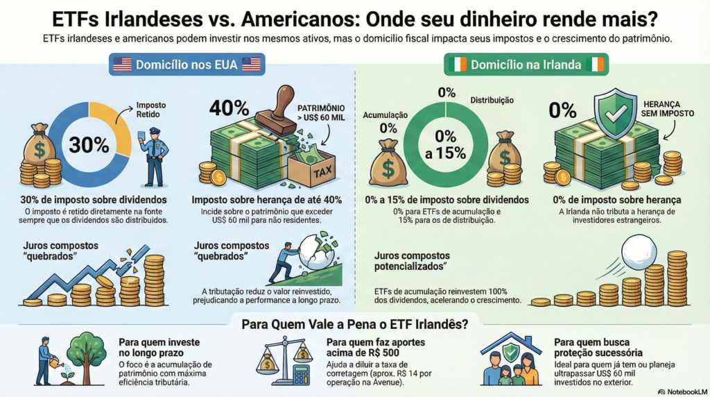 ETFs irlandeses, ETFs no exterior, investimentos internacionais, imposto sobre investimentos, renda variável, planejamento tributário, mercado financeiro, fundos de índice, investimentos no exterior, diversificação internacional