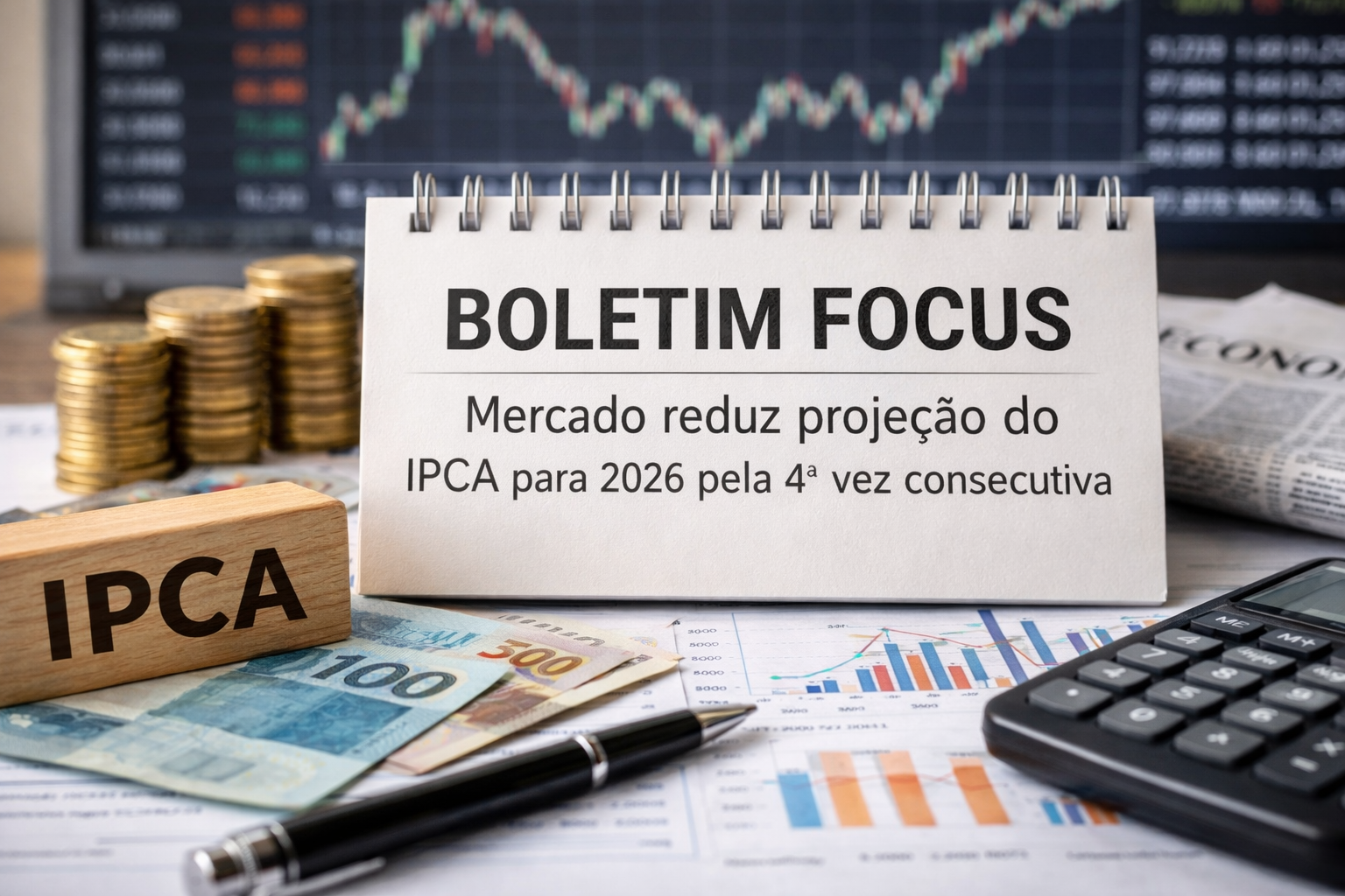 Boletim Focus - IPCA : Mercado reduz projeção do IPCA para 2026 pela 4ª vez