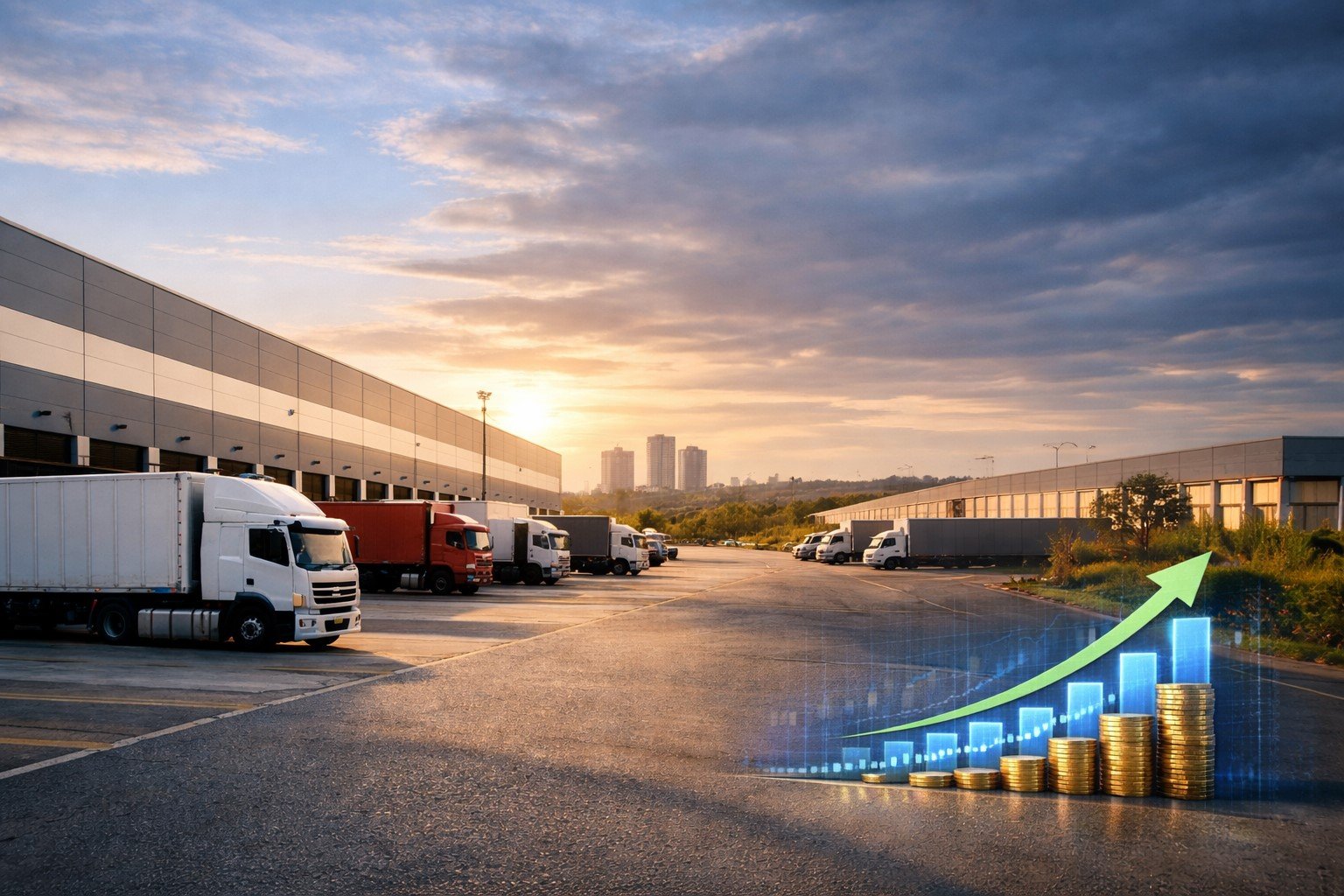 centro logístico representando fundo imobiliário BLMG11 e crescimento de dividendos