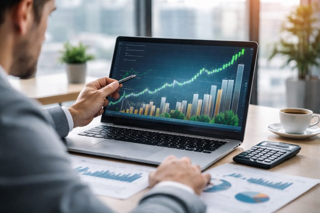 Imagem atual: analista financeiro analisando fundos imobiliários e desempenho do KFOF11