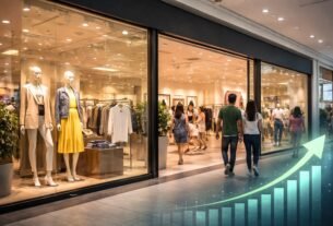 Loja de roupas em shopping representando crescimento das vendas da Renner LREN3.