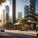 Edifício corporativo moderno na Avenida Paulista em São Paulo, representando ativos de lajes comerciais de fundos imobiliários como o VINO11